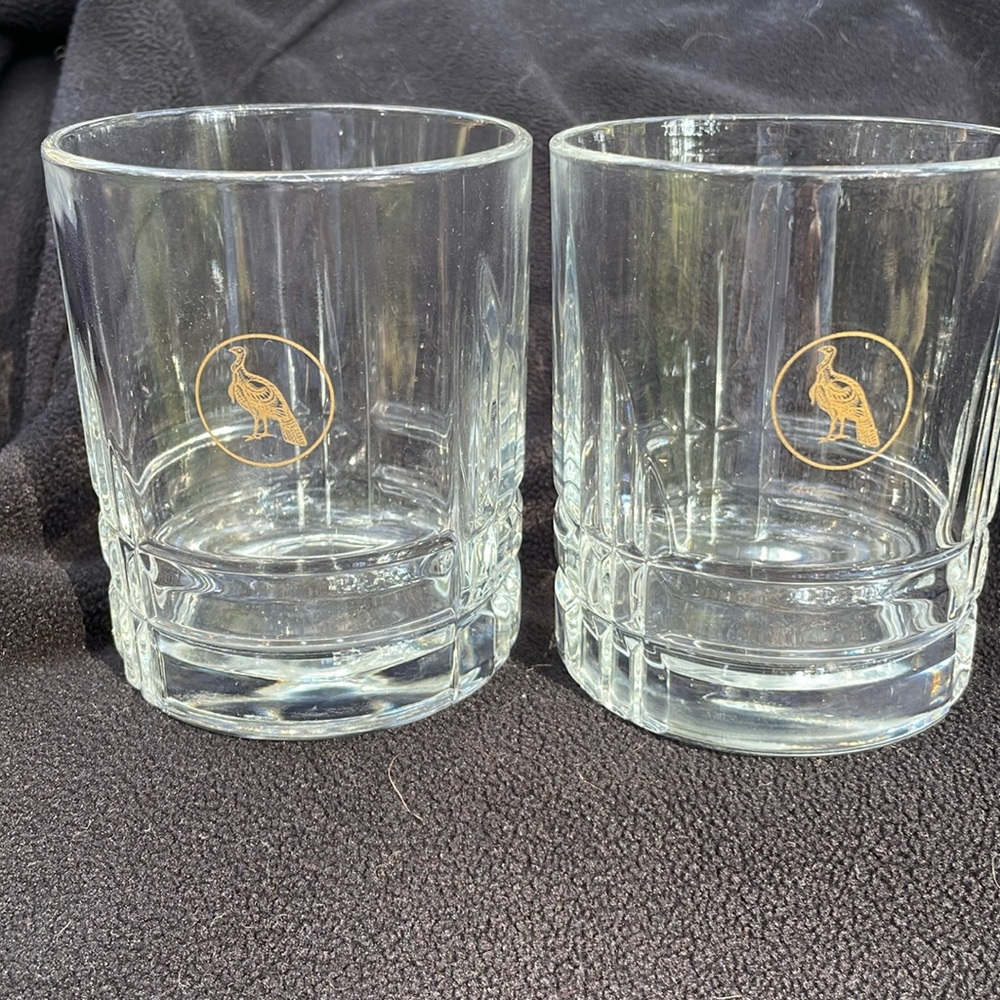 2 Wild Turkey logo bourbon glasses